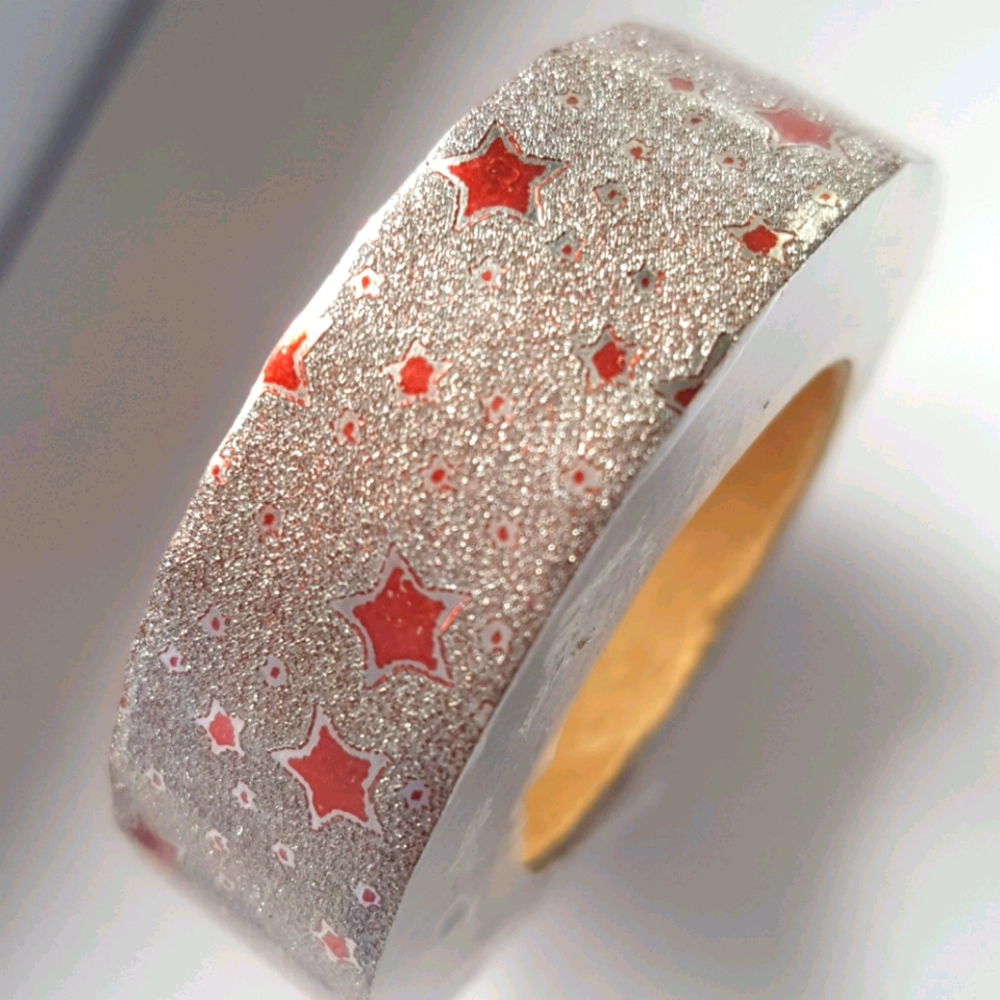 1 pc Red Silver Stars Washi Tape Masking Tape 15mm